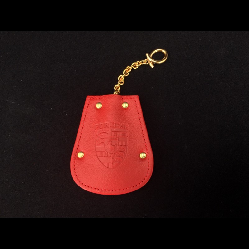 Porsche Porte-Clés Cuir Rouge Crête WAP0500920E - Accessoire Original
