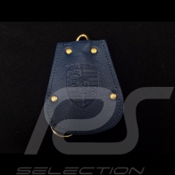 Porsche key pouch blue leather Reutter retractable gold plated chain