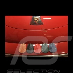 Porte-clés Porsche etui cuir bleu Reutter chainette plaqué or rétractable key pouch Schlüsseltäschchen 