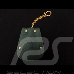 Porte-clés Porsche etui cuir vert Reutter chainette plaqué or rétractable key pouch Schlüsseltäschchen 