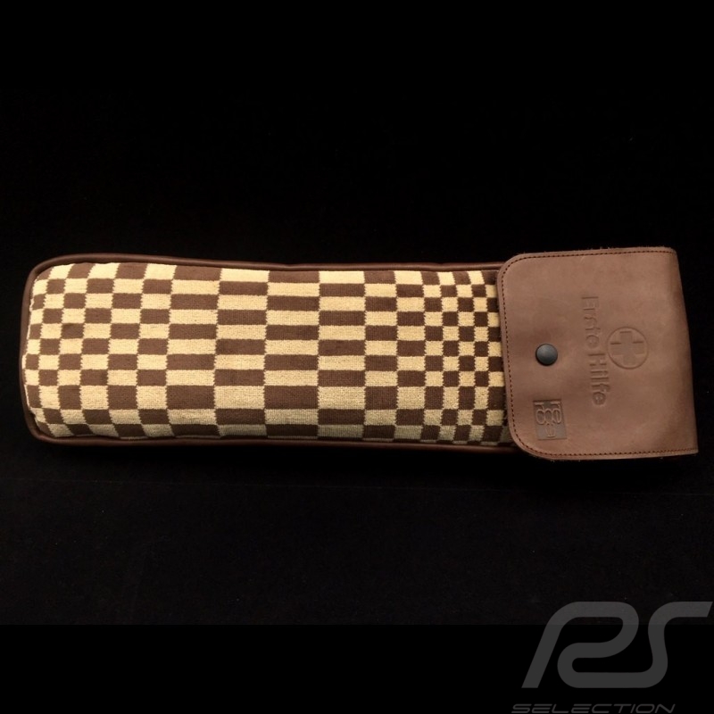 Original Porsche Pascha black and white fabric / Black Recaro leather bag with flap - first aid kit included