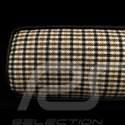 Original Porsche Pepita brown Houndstooth fabric / Black Recaro leather bag with flap - first aid kit included
