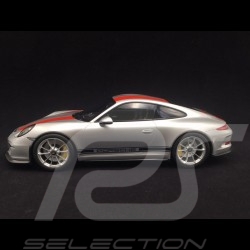 Porsche 911 R typ 991 2016 silber / rote Streifen 1/12 Minichamps 125066321