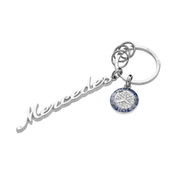 Porte-clés keyring Schlüsselanhänger Mercedes Classic Logo Vintage lettrage lettering schriftzug Swarovski argent silver silber 