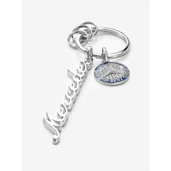 Porte-clés keyring Schlüsselanhänger Mercedes Classic Logo Vintage lettrage lettering schriftzug Swarovski argent silver silber 