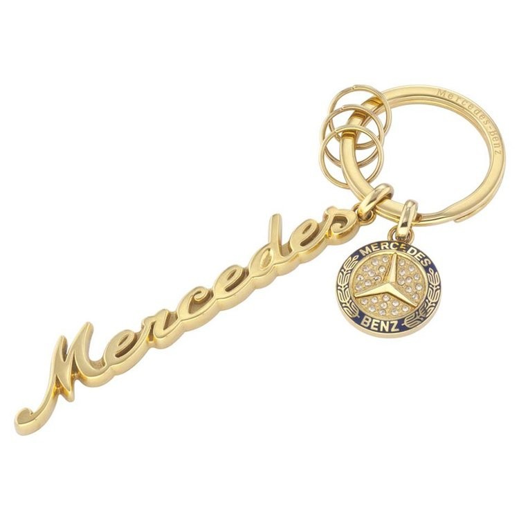 Mercedes Keyring Classic Logo Vintage Lettering Swarovski Gold Mercedes Benz B66041518 Selection Rs