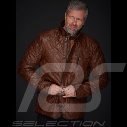 Veste cuir Gentleman driver Miles Matelassée Brun Leather jacket Lederjacke homme