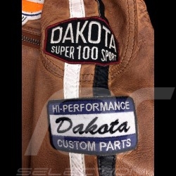 Gulf leather jacket Dakota Super Sport Racing Team Classic driver Brown - women