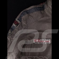 Veste cuir Gulf Dakota Super Sport Racing Team Classic pilote Gris  anthracite Jacket Jacke homme men herren