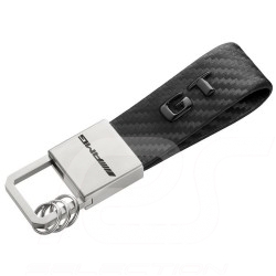 Porte-clés keyring schlüsselanhhänger Mercedes typographie AMG GT cuir aspect carbone noir  typography carbon-look leather black