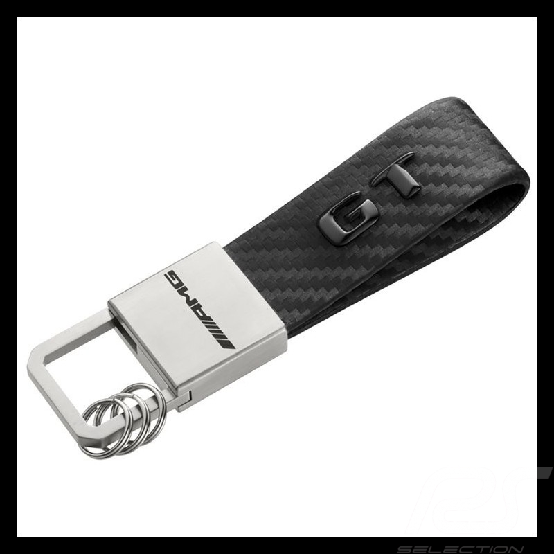 Porte-clés keyring schlüsselanhhänger Mercedes typographie AMG GT cuir aspect carbone noir  typography carbon-look leather black