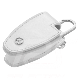 Porte-clés keyring schlüsselanhänger Mercedes cache-clés 5e gén. cuir blanc  keyring key cover 5th gen. leather white schlüssela