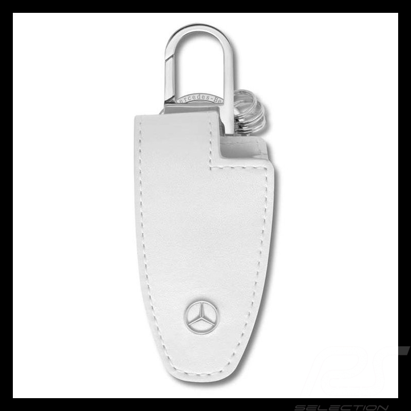 Porte-clés keyring schlüsselanhänger Mercedes cache-clés 5e gén. cuir blanc  keyring key cover 5th gen. leather white schlüssela
