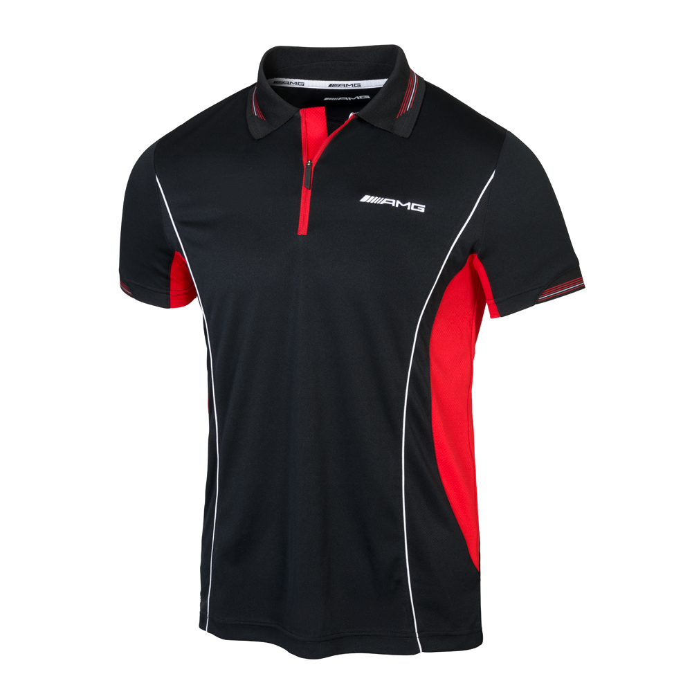 red black white polo shirt