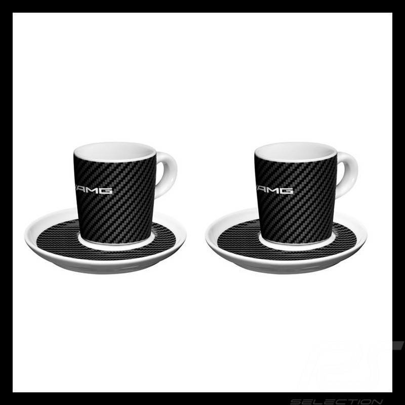Tasses Mercedes AMG set pour expresso porcelaine aspect carbone noir cups for espresso carbon look porcelain black tassen für es