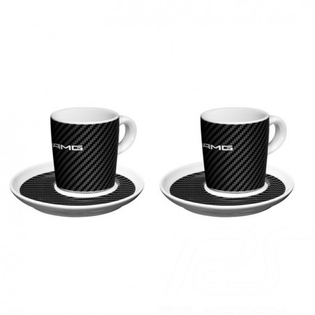 Tasses Mercedes AMG set pour expresso porcelaine aspect carbone noir cups for espresso carbon look porcelain black tassen für es