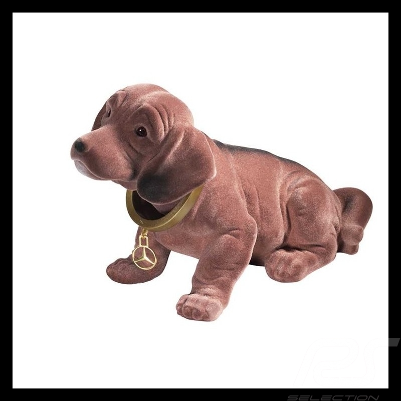 Peluche plush Mercedes chien dog avec tête articulée plastique marron  with articulated head plastic brown mit gelenkkopf kunsts