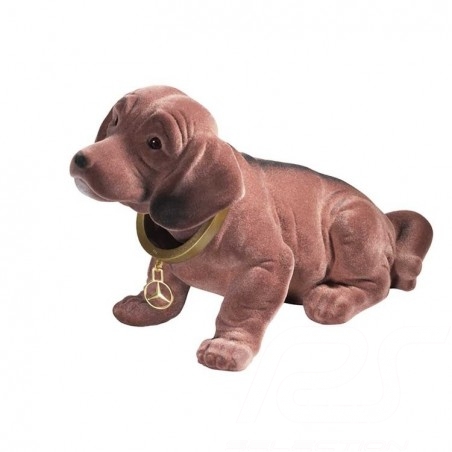Peluche plush Mercedes chien dog avec tête articulée plastique marron  with articulated head plastic brown mit gelenkkopf kunsts