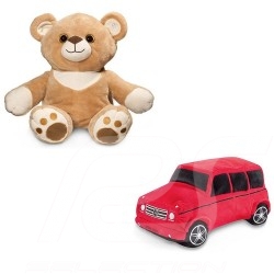 Peluche teddy bear Teddybär Mercedes ourson Carl réversible reversible reversibler classe G polyester beige / rouge G-class poly