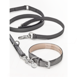 Laisse Mercedes dog leash pour chien 1.95m cuir Saffiano leather gray gris leder grau Mercedes-Benz B66958836