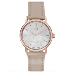 Montre Mercedes femme watch woman damenuhr Basic edition bracelet cuir beige cadran or rose strap pink gold dial armband rotgold