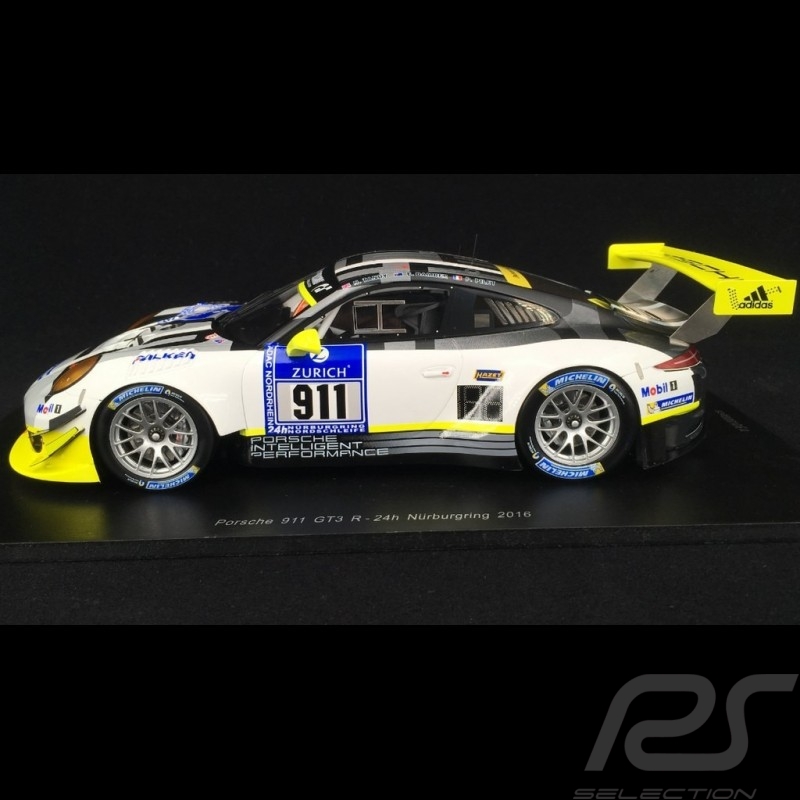Porsche 911 type 991 GT3 R n° 911 Manthey racing 24h Nürburgring 2016 1/18 Spark 18SG016