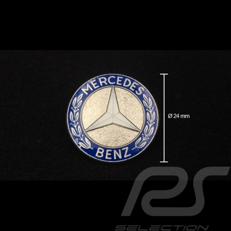 Pin emblème emblem Mercedes-Benz diamètre diameter durchmesser 24 mm laqué lacquered et chromé chrome chrom bleu blue blau et ar