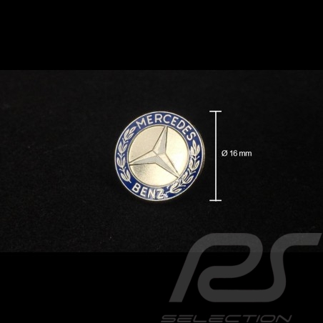 Pin emblème emblem Mercedes-Benz diamètre diameter durchmesser 16mm laqué lacquered lackiert et chromé chrome chrom bleu blue bl
