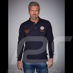 Gulf Racing Polo shirt long sleeves Laguna Seca Corkscrew Navy blue / orange - men