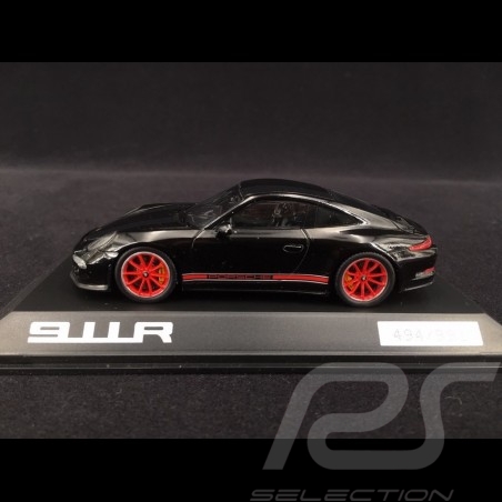 Porsche 911 R type 991 2016 black / black and red stripes 1/43 Spark WAX02020054