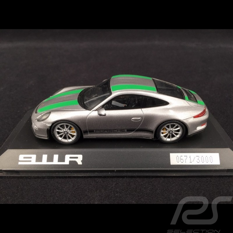Porsche 911 R 2016 metallic grau / grünen streifen 1/43 SPARK WAP0201460G