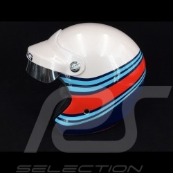 Helmet racing metallic white / blue / red