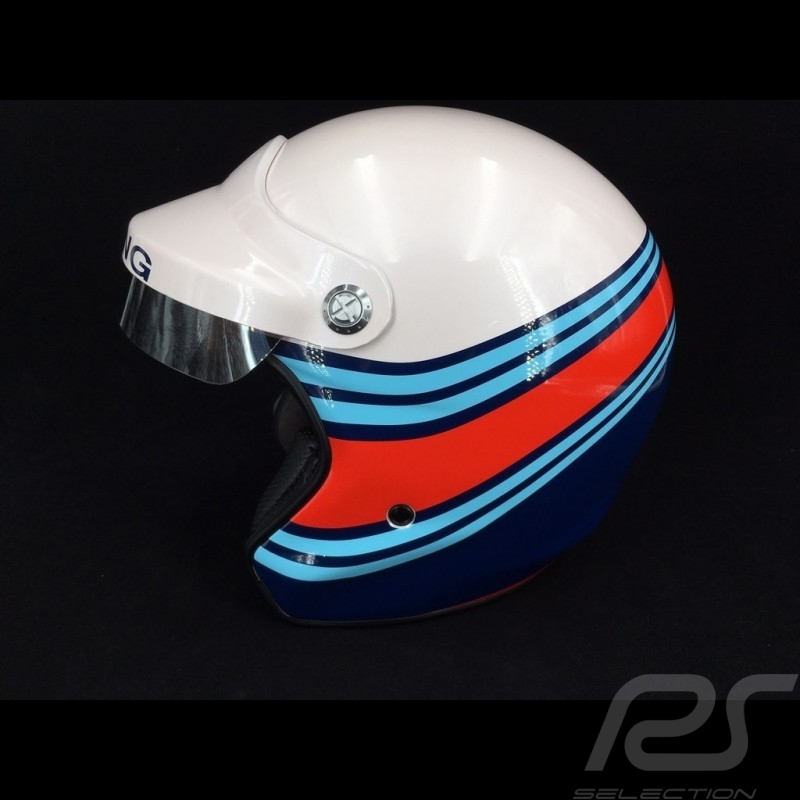 Casque de course vintage trois rayures
