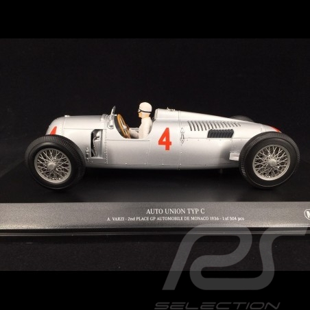 Auto-Union type C n°4 2ème Grand prix de Monaco 1936 avec Achille Varzi au volant 1/18 Minichamps 155361004