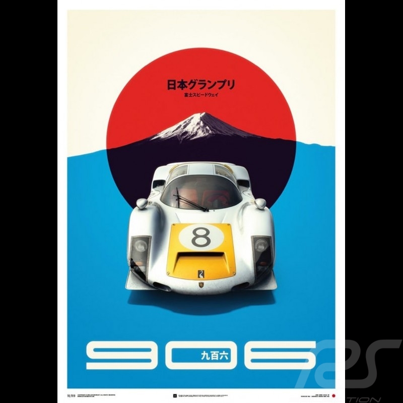 Porsche Poster 906 Carrera 6  n°8 Vainqueur Winner Sieger GP Japan Fuji 1967