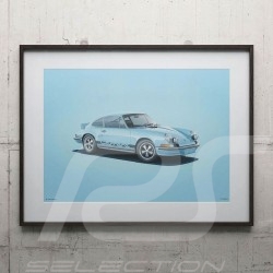 Porsche Poster 911 Carrera RS 1973 bleue blue blau