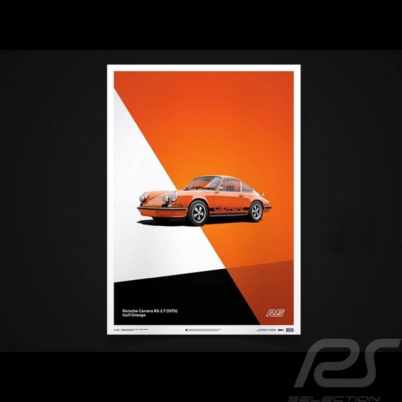 Porsche Poster Affiche Plakat 911 Carrera RS 1973 Orange Gulf