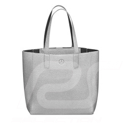 Sac cabas shopper bag einkaufstasche Mercedes simili cuir leatherette kunstleder argent silver silber et and und noir black schw