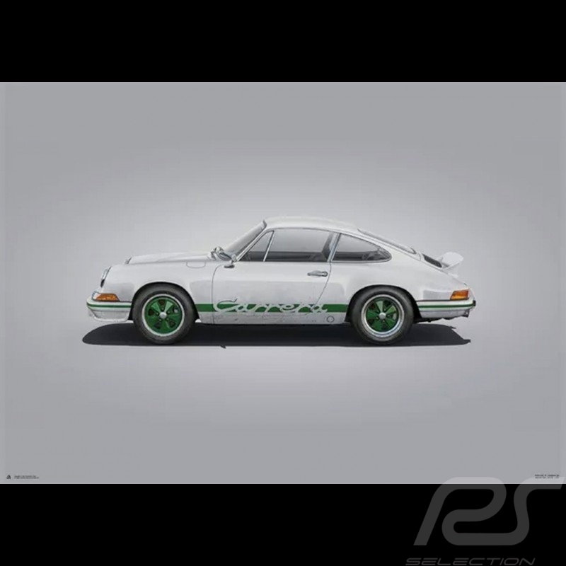 Porsche Poster 911 Carrera RS 1973 Blanche White Weiß Colors of Speed