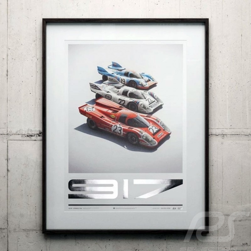 Porsche Poster 917 K trio Le Mans 1970 1971 n° 19 n° 22 n° 23 Unique & Limited 15/015