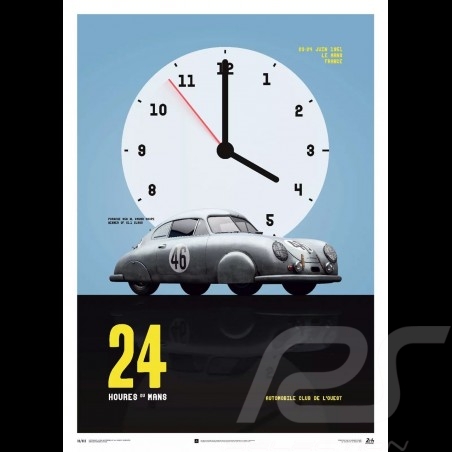 Porsche Poster 356 Gmund Sieger 24h le Mans 1951 n° 46 Veuillet / Mouche