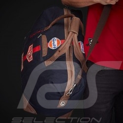 Sac de voyage Travel bag Reisetasche Gulf Steve McQueen Le Mans Bleu marine Coton / cuir