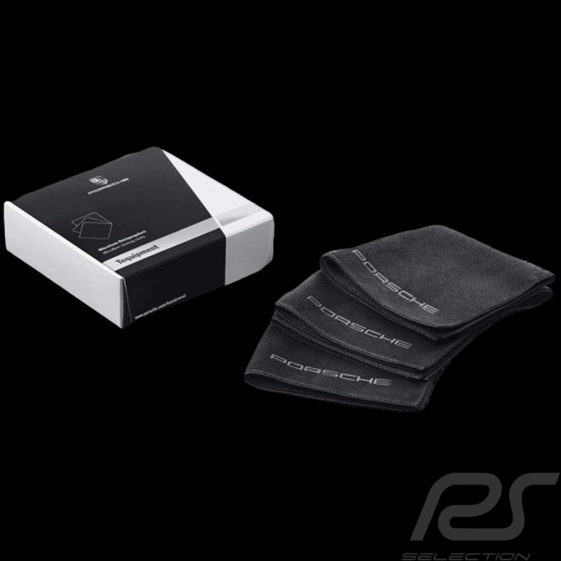 Set de 3 chiffons de nettoyage en microfibre Porsche Car Care Tequipment 4400195  microfiber cleaning cloths Mikrofaser-Reinigun
