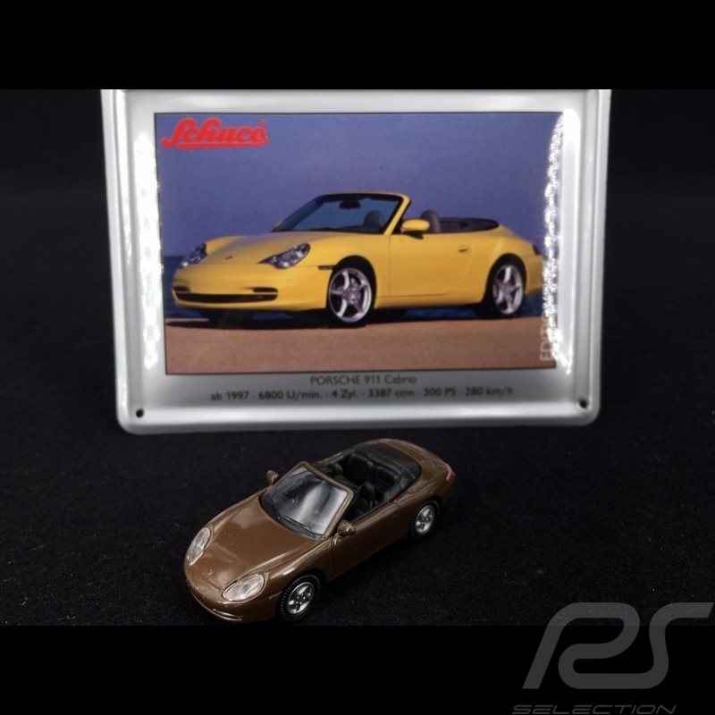 Porsche 911 Carrera Cabriolet type 996 1997 marron avec carte métalliques 1/87 Schuco 452693200