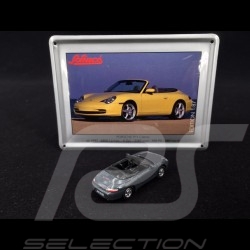 Porsche 911 Carrera Cabriolet typ 996 1997 grau mit metallischer Karte 1/87 Schuco 452693200