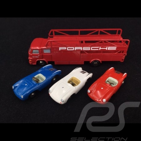 Set Porsche 550 Spyder et transporteur MAN 415 1/90 Schuco 450589600 trailer LKW