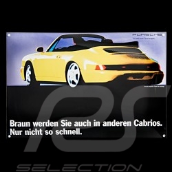 Porsche Enamel plate 911 Cabrio type 964 yellow 40 x 60 cm PCG00092810