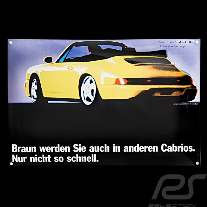 Porsche Emailleschild 911 Cabrio Typ 964 Gelb 40 x 60 cm PCG00096410