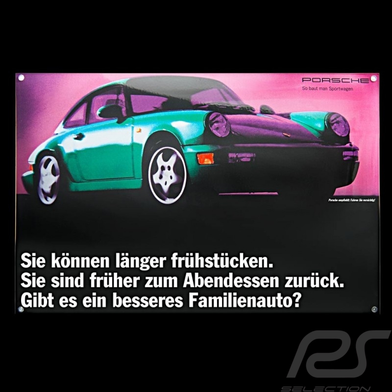 Plaque émaillée Porsche 911 Carrera type 964 verte 40 x 60 cm PCG00096420