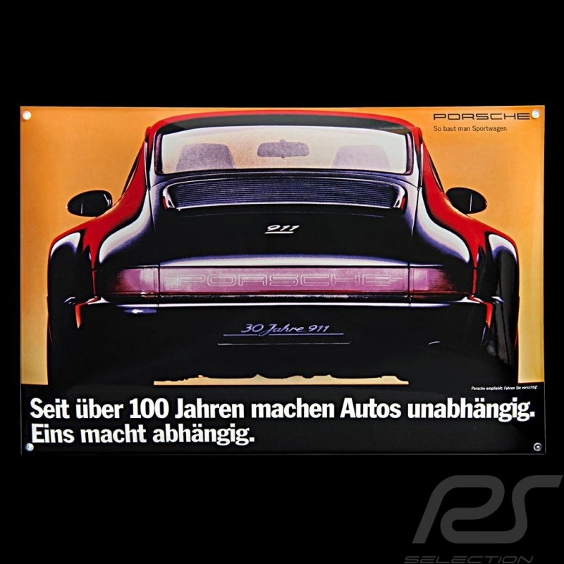 Plaque émaillée Porsche 911 Carrera 4 type 964 Jubilé 40 x 60 cm PCG00096430 Enamel plate Emailleschild  Jubilee Jubilaumsmodel